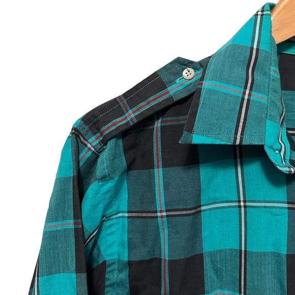 Bill Blass Mens Medium Plaid Western Button Up Multicolor Cowboy Ranch Workwear - Picture 4 of 5